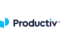 The image features the Productiv logo, with a stylized blue P icon to the left and "Productiv" in bold, dark blue letters with a trademark symbol, all set against a light background. Sourcing, Procurement, 3rd Party Risk