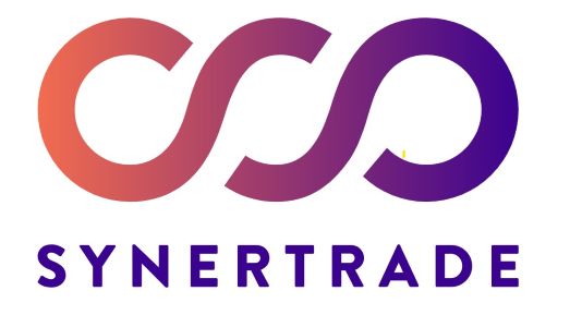 Synertrade logo featuring two interlocking, gradient-colored loops in shades of orange and purple above the word “SYNERTRADE” in bold, modern, purple capital letters. Sourcing, Procurement, 3rd Party Risk