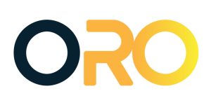 The image features the word ORO in large, bold letters. The first O is black, the R is orange, and the second O transitions in a vibrant gradient from orange to yellow on a white background. Sourcing, Procurement, 3rd Party Risk