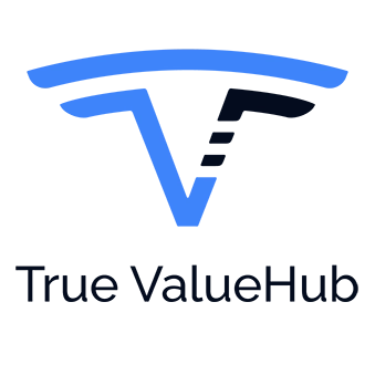 A stylized blue and black logo featuring a checkmark design above the text true value club, conveying reliability and trustworthiness. Sourcing, Procurement, 3rd Party Risk