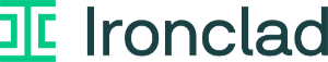 Ironclad logo featuring a teal geometric icon on the left and the word Ironclad in bold, black letters on the right, highlighting a modern brand identity. Sourcing, Procurement, 3rd Party Risk