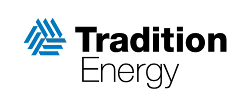 Tradition Energy logo with a blue geometric symbol on the left and the words Tradition Energy in bold black and thin black text on a white background. Sourcing, Procurement, 3rd Party Risk