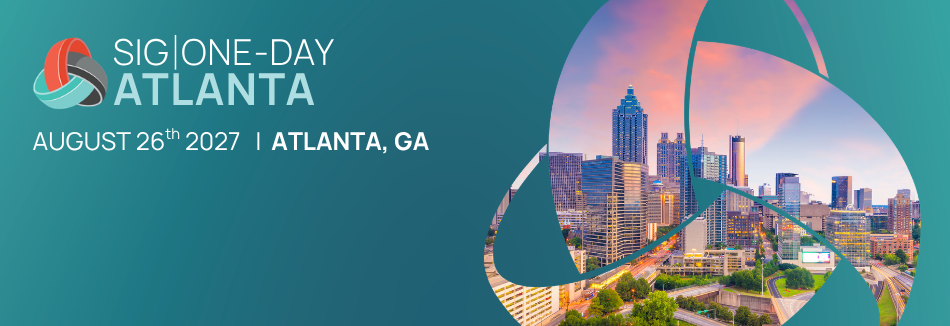 SIG ONE-DAY ATLANTA event banner on August 26, 2027, in Atlanta, GA, featuring a skyline view of the city. Sourcing, Procurement, 3rd Party Risk