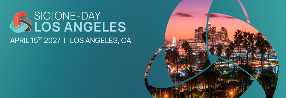 Event banner for SIG|ONE-DAY Los Angeles on April 15, 2027, featuring a night view of the Los Angeles skyline. Sourcing, Procurement, 3rd Party Risk