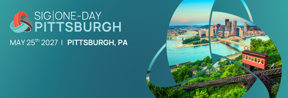 Event graphic for SIG One-Day Pittsburgh on May 25, 2027, in Pittsburgh, PA, featuring the city skyline and the Duquesne Incline. Sourcing, Procurement, 3rd Party Risk