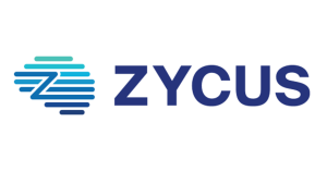 Zycus company logo consisting of a blue and teal abstract brain icon next to the brand name in dark blue text. Sourcing, Procurement, 3rd Party Risk