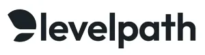 The image shows the Levelpath logo, featuring the word levelpath in lowercase black letters with a stylized leaf design to the left, conveying a sense of growth. Sourcing, Procurement, 3rd Party Risk