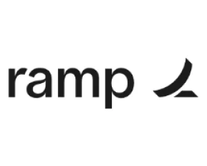 Black text logo displaying “ramp” in lowercase, followed by a stylized, upward-curving arrow graphic. The white background emphasizes the modern design. Sourcing, Procurement, 3rd Party Risk