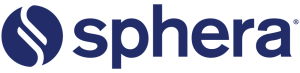 The image displays the Sphera logo, with a stylized S icon in a circular shape and the word sphera in bold, dark blue lowercase letters, highlighting its modern branding. Sourcing, Procurement, 3rd Party Risk